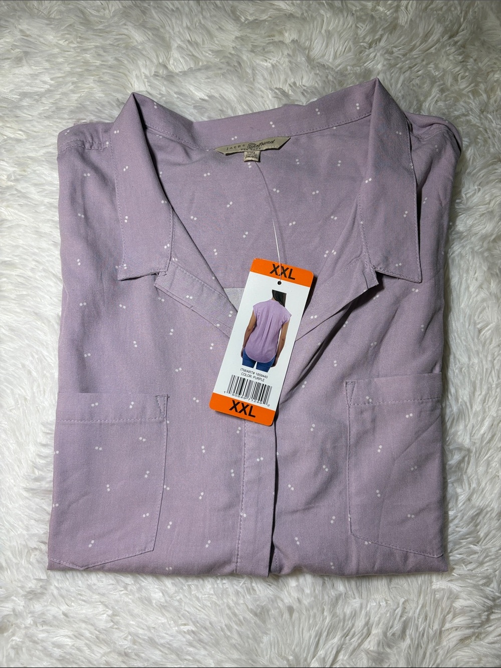 JACHS Girlfriend Lavender Button-Down Cap Sleeve Shirt
